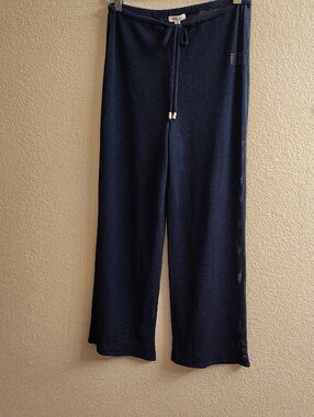 Marina Blu Women's Navy Size M Navy Blue Croshet Swim Sarong Pants A13 X